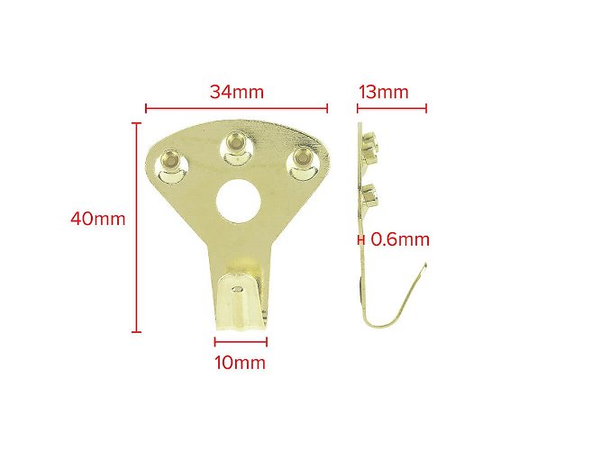 Picture Hooks Quality 3 Pin 40mm Brass Plated with Pins 100 pack